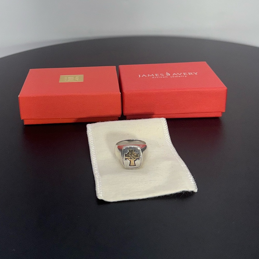 James Avery Rare Wide Celtic Sterling Silver 14K Gold Mens Size 10.5